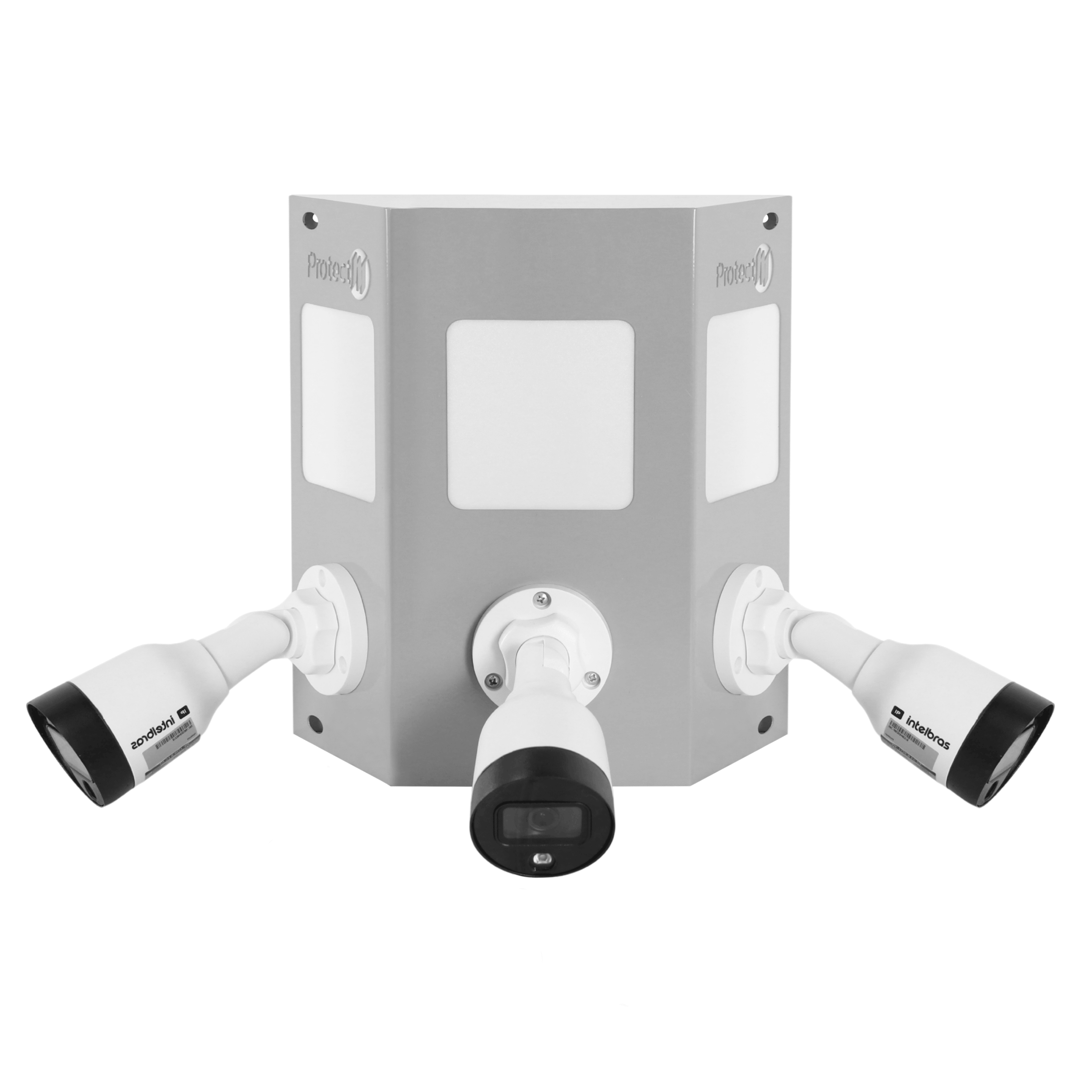 SafeSpot M ProtectM: totem de monitoramento de parede com 3 câmeras, frente e duas faces inclinadas